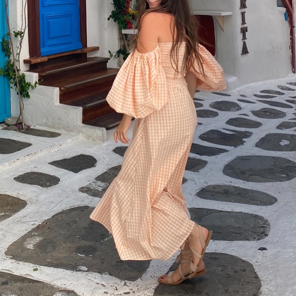 SUNDRESS Peach Gingham Dress - Picture 6 of 7